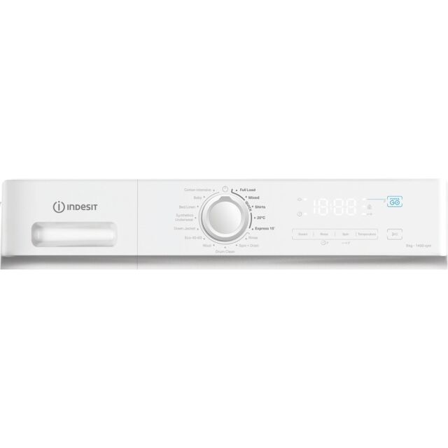 Indesit MyTime 9kg 1400rpm Washing Machine with Push&Go - White - A Rated