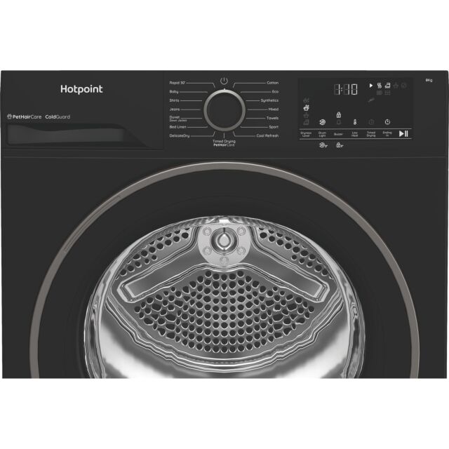 Hotpoint CHSD84MBBUK Freestanding 8kg Heat Pump Tumble Dryer with ColdGuard - Black