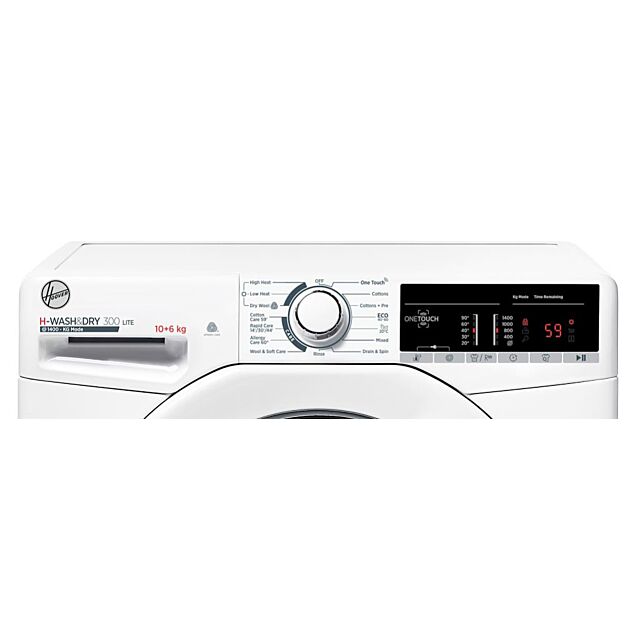 Hoover H3D 4106TE/1-80 H-Wash&Dry 300 Lite 10/6kg 1400rpm E/B Rated Freestanding Washer Dryer - White