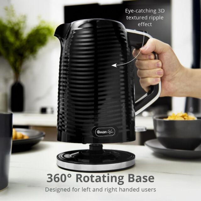 Swan SK19034BLK Wave 1.7L Textured Kettle - Black