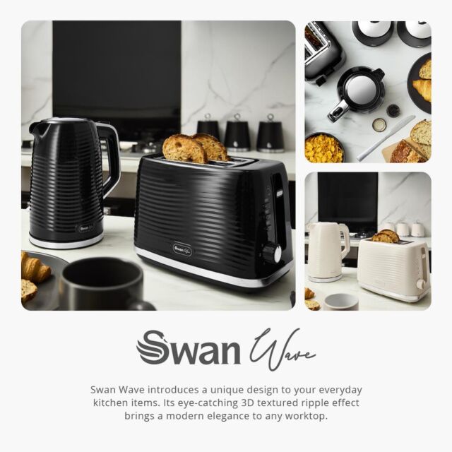 Swan SK19034BLK Wave 1.7L Textured Kettle - Black