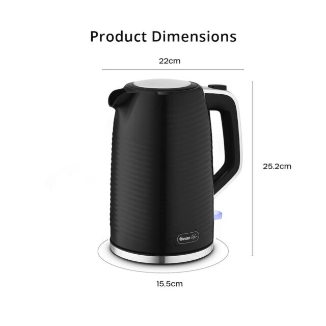Swan SK19034BLK Wave 1.7L Textured Kettle - Black