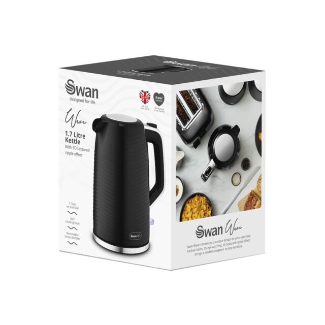Swan SK19034BLK Wave 1.7L Textured Kettle - Black