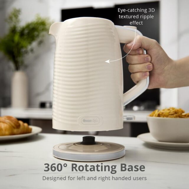 Swan SK19034CRM Wave 1.7L Textured Kettle - Cream