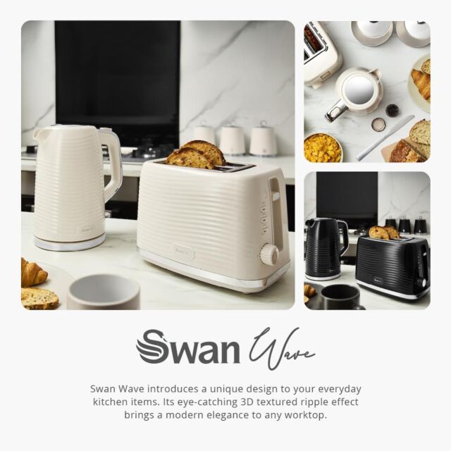 Swan SK19034CRM Wave 1.7L Textured Kettle - Cream