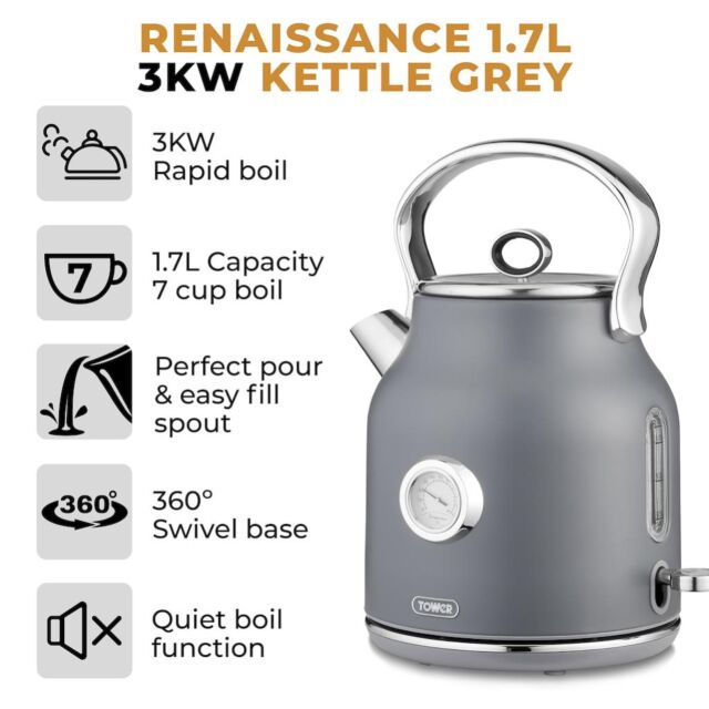 Tower T10063GRY Renaissance 1.7L 3KW Kettle