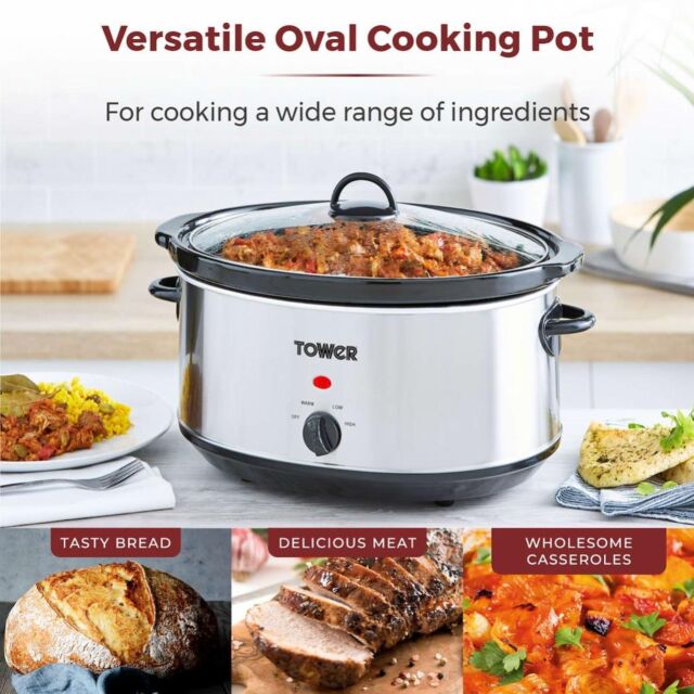 Tower T16040Y 6.5L Slow Cooker - Stainless Steel