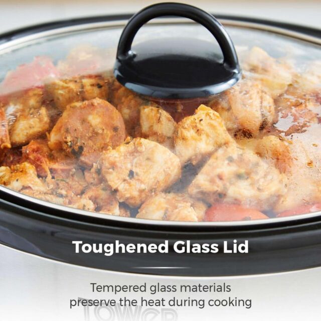 Tower T16040Y 6.5L Slow Cooker - Stainless Steel