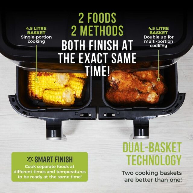 Tower T17088 Air Fryer 9LT Dual Basket - Black
