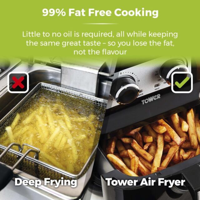 Tower T17090 Vortx 5L Manual Single Basket Air Fryer - Black