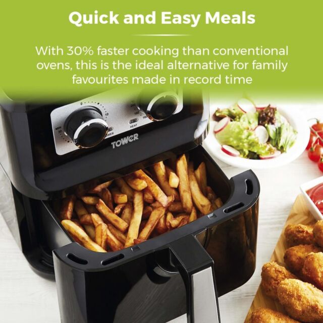 Tower T17090 Vortx 5L Manual Single Basket Air Fryer - Black