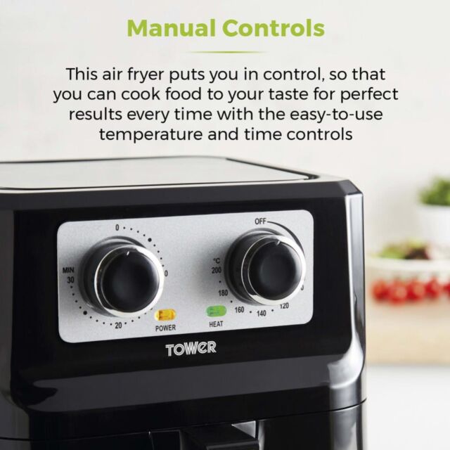 Tower T17090 Vortx 5L Manual Single Basket Air Fryer - Black