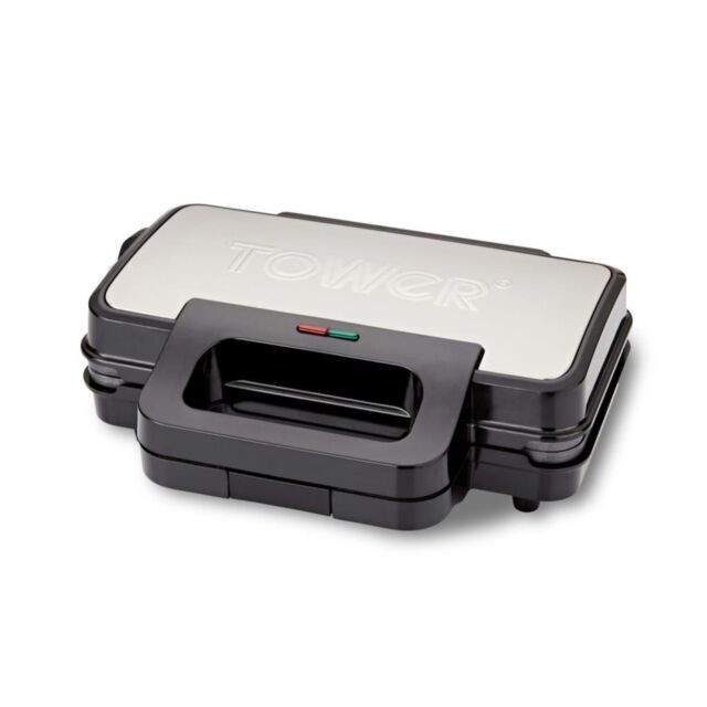 Tower T27031 900W Deep Filled Sandwich Maker - Stainless Steel